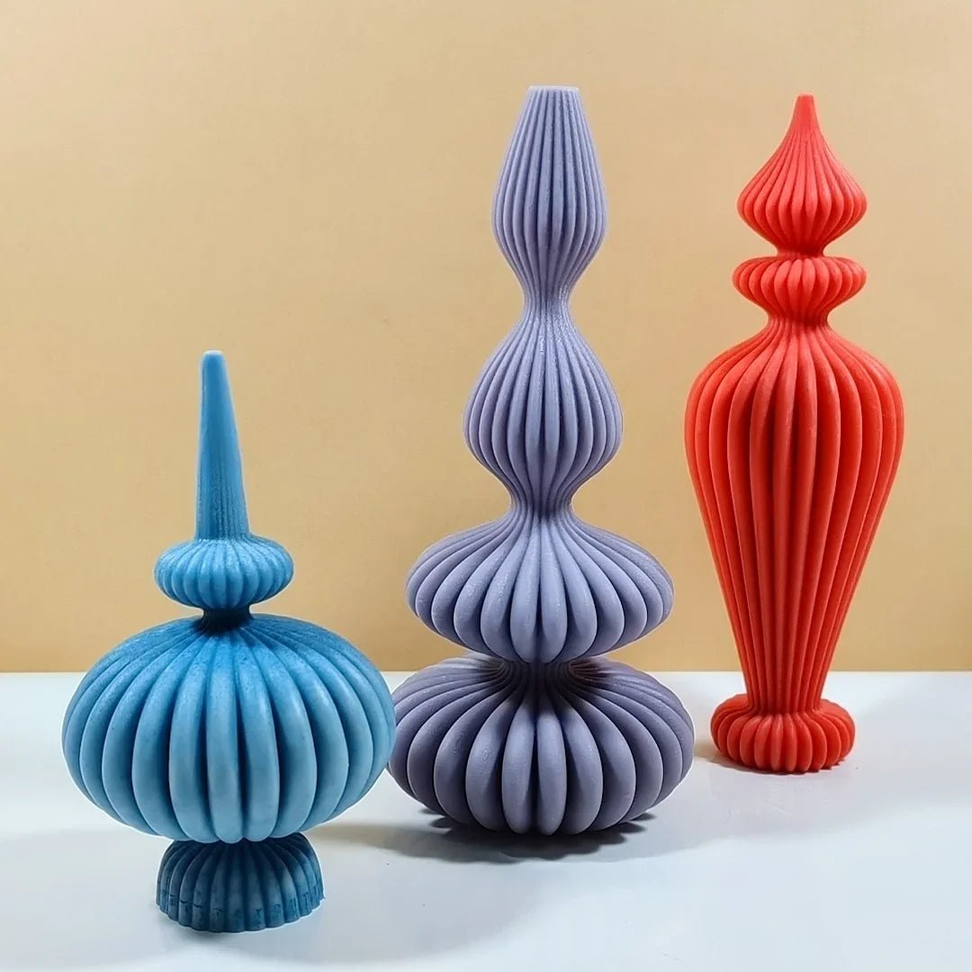 8 - 36cm Large Vase shaped candle silicone mold Striped Roman column candle silicone mold table lamp shaped resin mold Gypsum mold - 888kiko