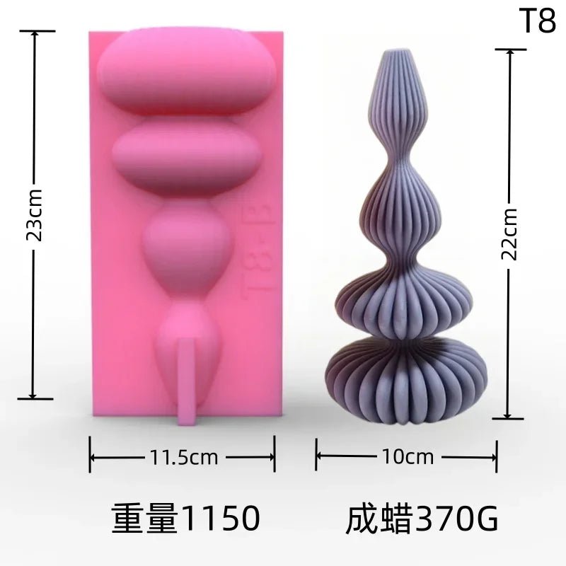 8 - 36cm Large Vase shaped candle silicone mold Striped Roman column candle silicone mold table lamp shaped resin mold Gypsum mold - 888kiko