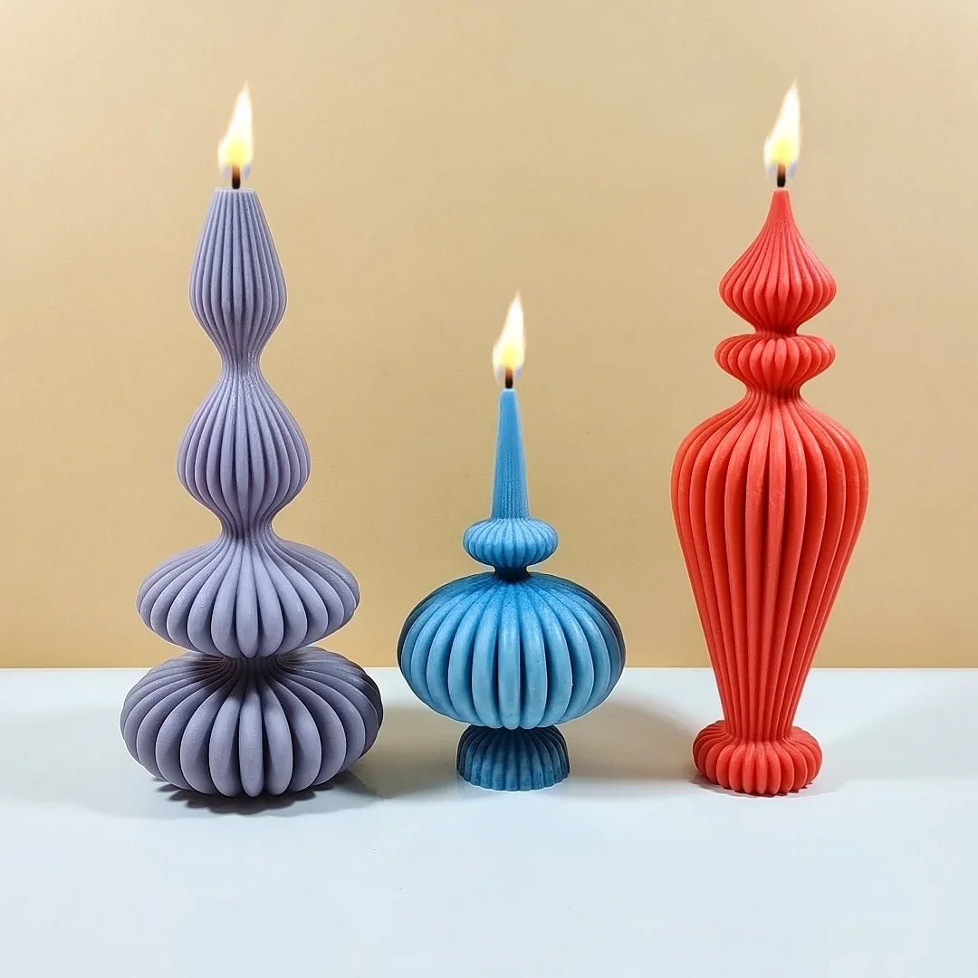 8 - 36cm Large Vase shaped candle silicone mold Striped Roman column candle silicone mold table lamp shaped resin mold Gypsum mold - 888kiko