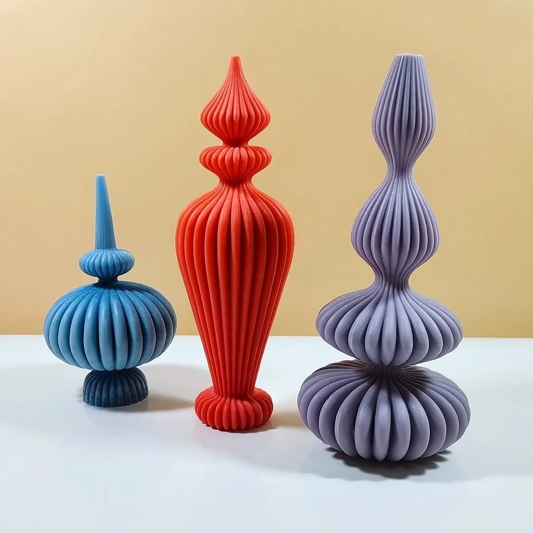 8 - 36cm Large Vase shaped candle silicone mold Striped Roman column candle silicone mold table lamp shaped resin mold Gypsum mold - 888kiko