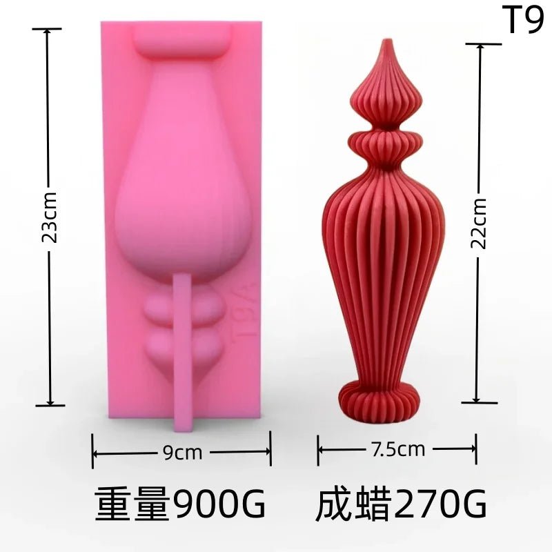 8 - 36cm Large Vase shaped candle silicone mold Striped Roman column candle silicone mold table lamp shaped resin mold Gypsum mold - 888kiko