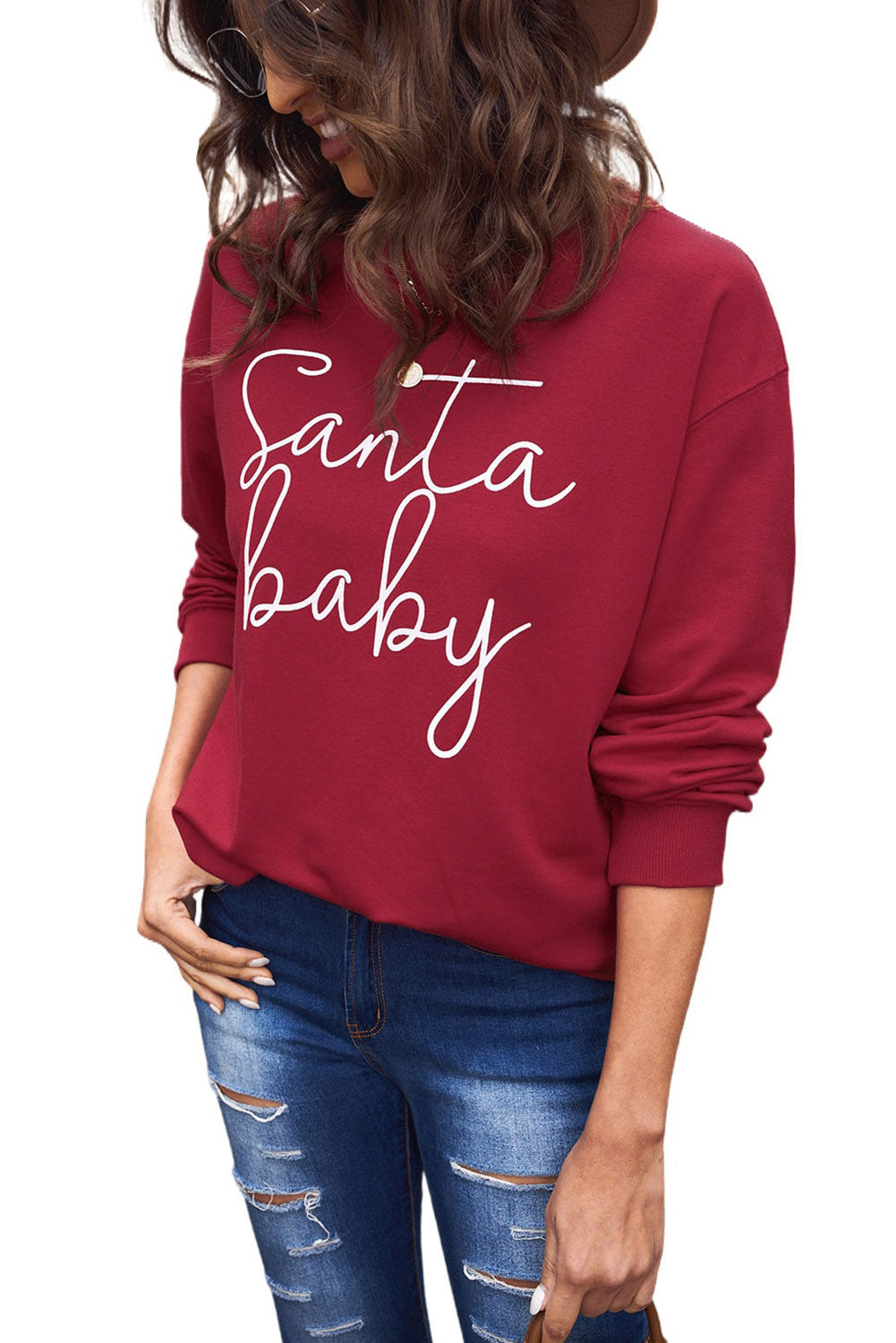 Red Santa Baby Christmas Sweatshirt for Women