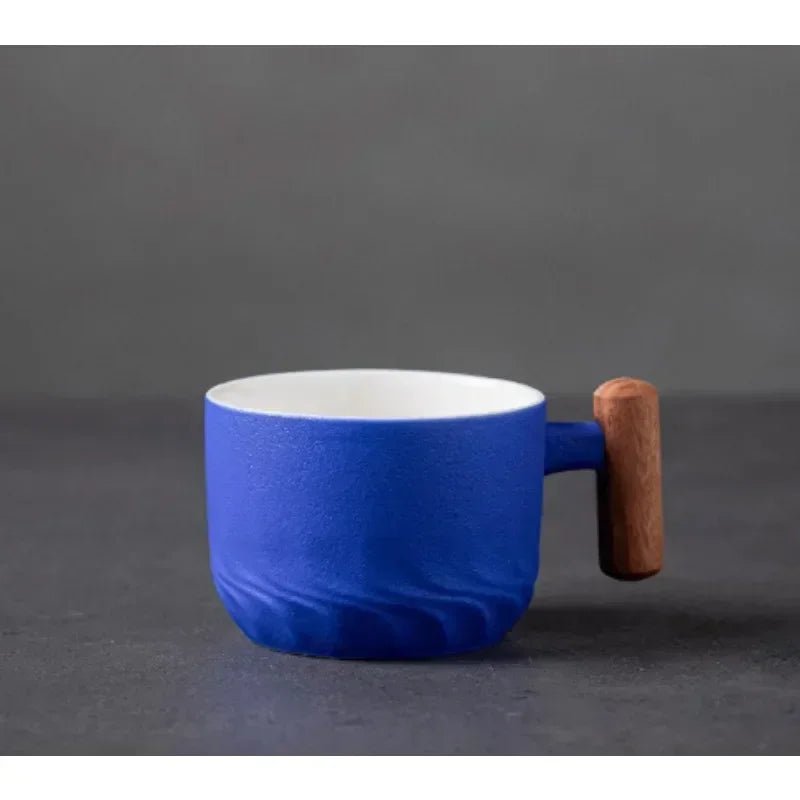 80ML Ceramic Coffee Cup Office Water Cup Filter Tea Mug Wooden Handle Coffee Mug Handmade Tea Coffee Cup Birthday Gift - 888kiko