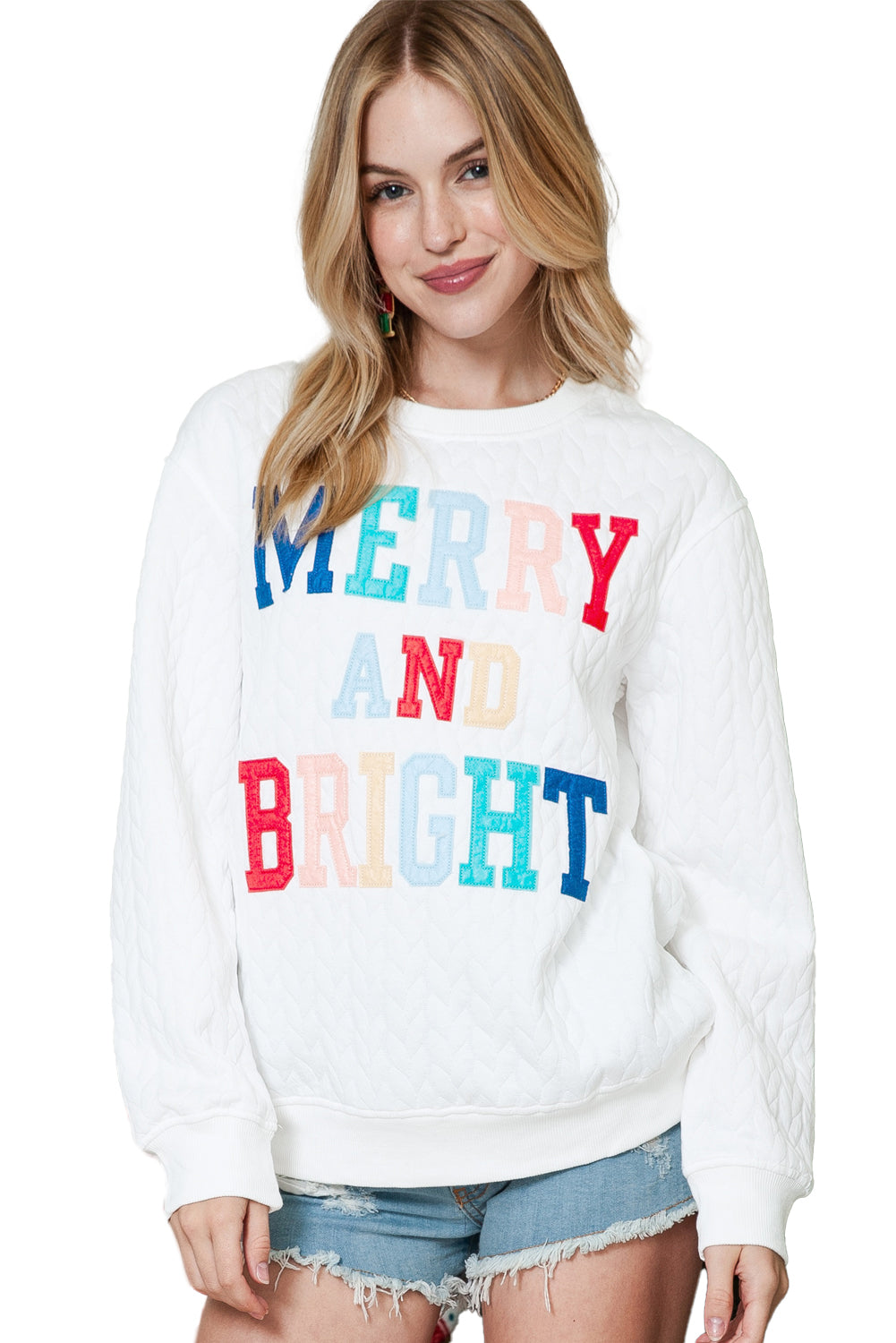 Black Merry and Bright Quilted Sweatshirt