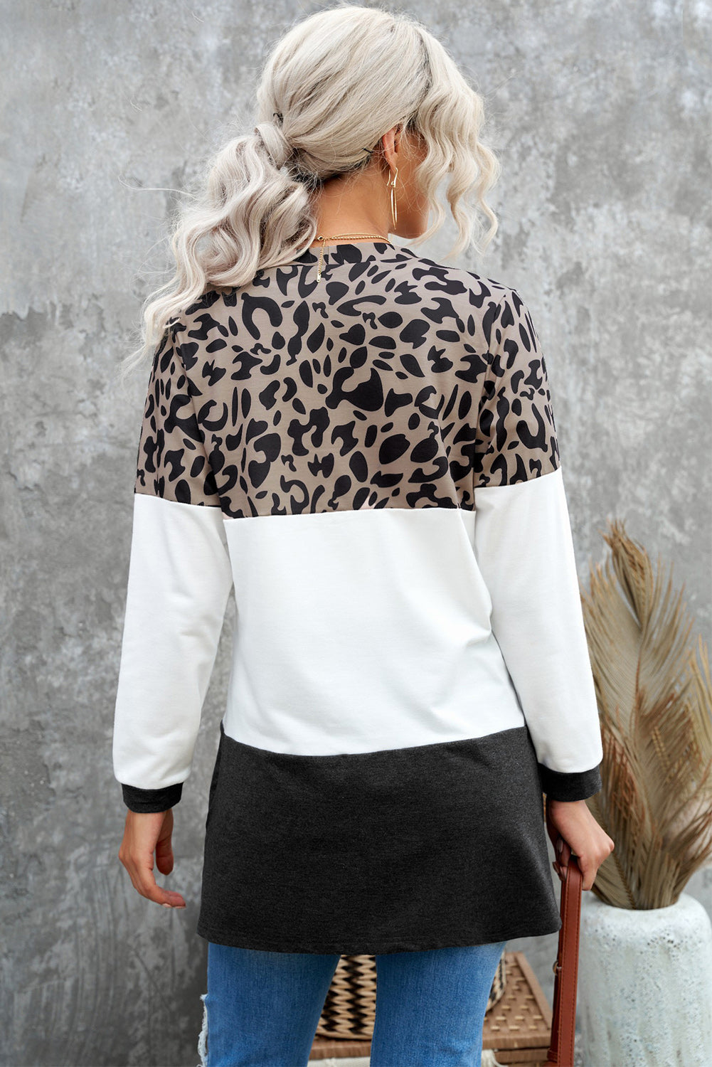 Leopard Block V Neck Cardigan With Pockets