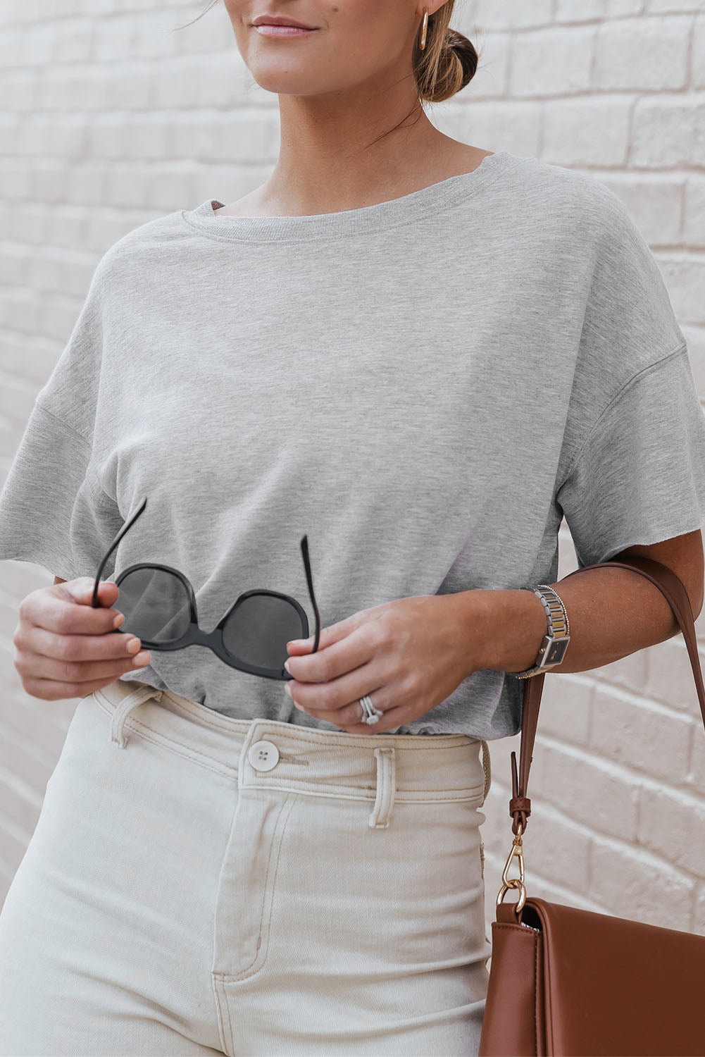 Grey Drop Shoulder Casual Oversize Bodysuit