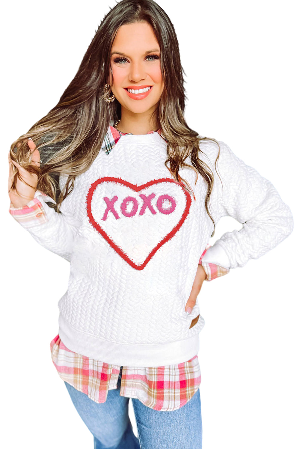 Racing Red Valentine Heart XOXO Quilted Sweatshirt