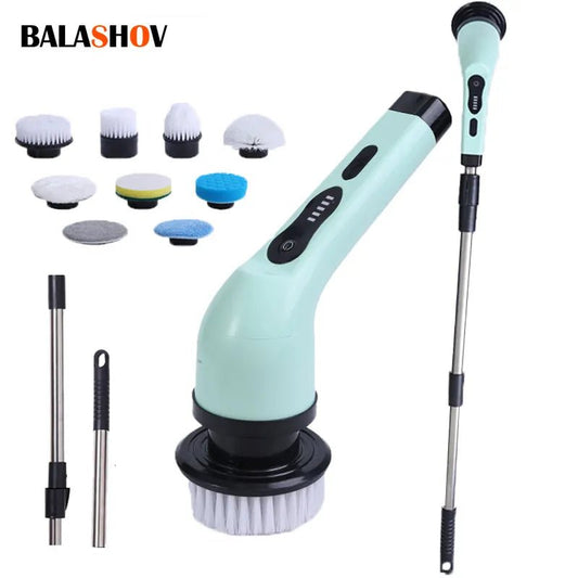 9 - in - 1 Electric Cleaning Brush Electric Spin Cleaning Scrubber Electric Cleaning Tools Parlour Kitchen Bathroom Cleaning Gadgets - 888kiko