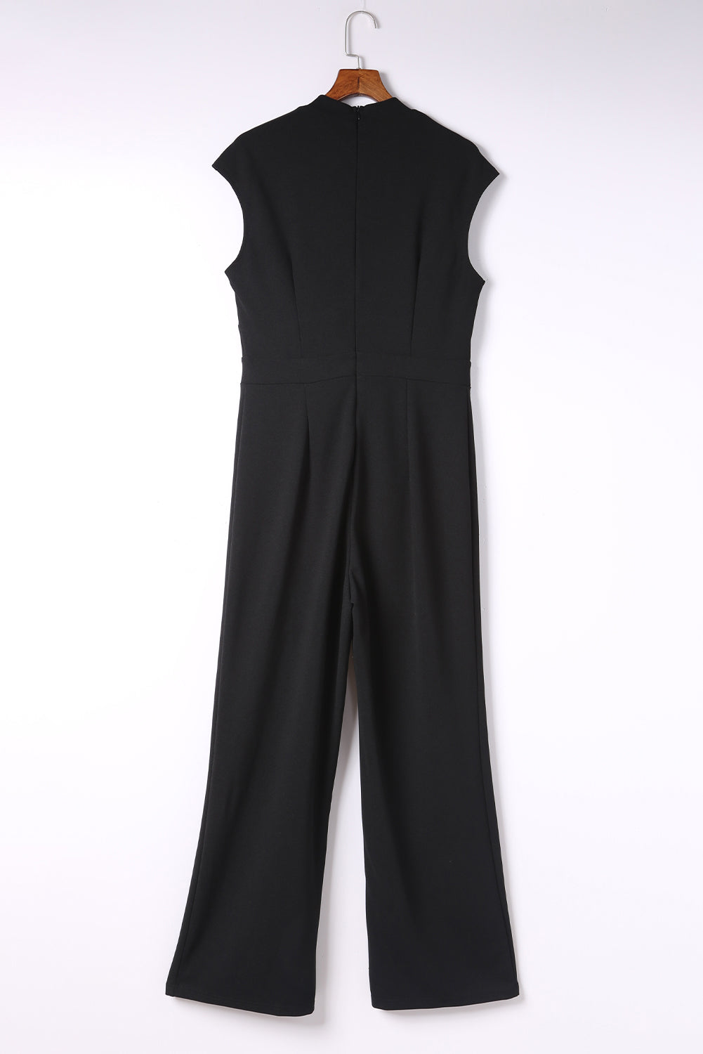 Black Twist Neckline Cap Sleeve High Waisted Jumpsuit