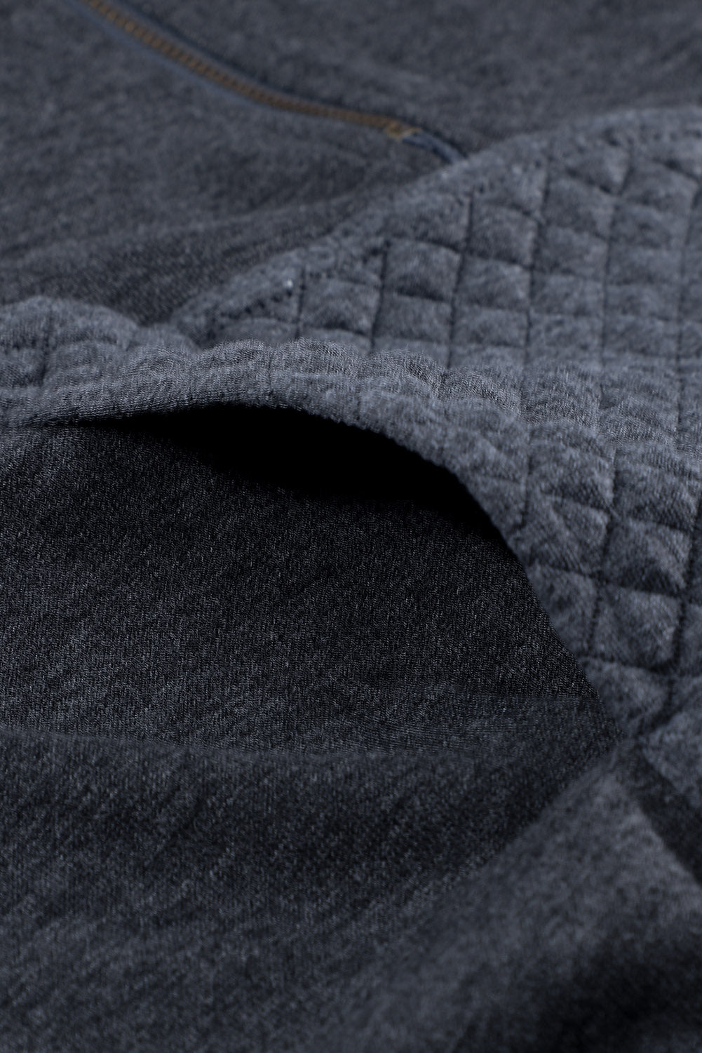 Dark Grey Quilted Kangaroo Pocket Half Zip Sweatshirt