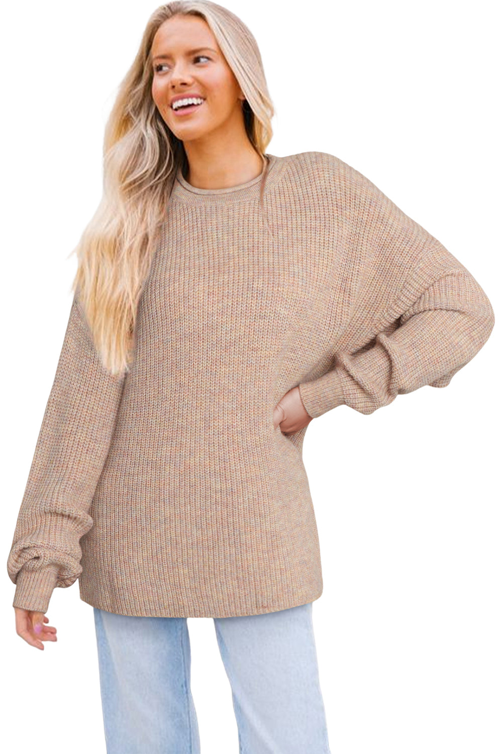 Multicolor Mixed Pattern Loose Chunky Knit Sweater