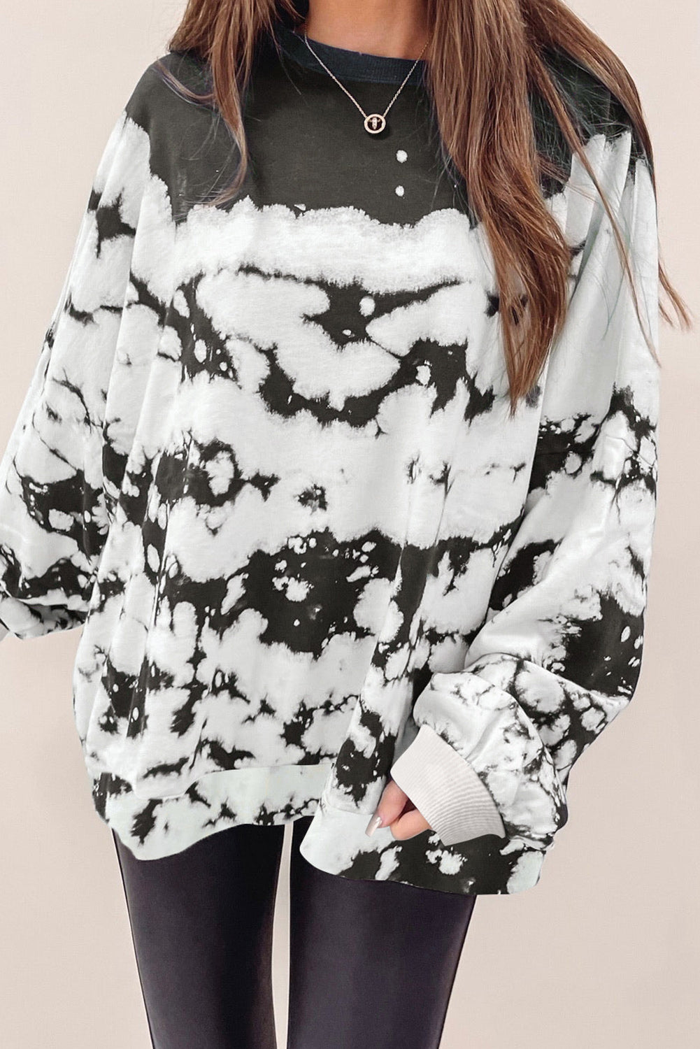 White Tie-Dye Drop Shoulder Oversized Sweatshirt