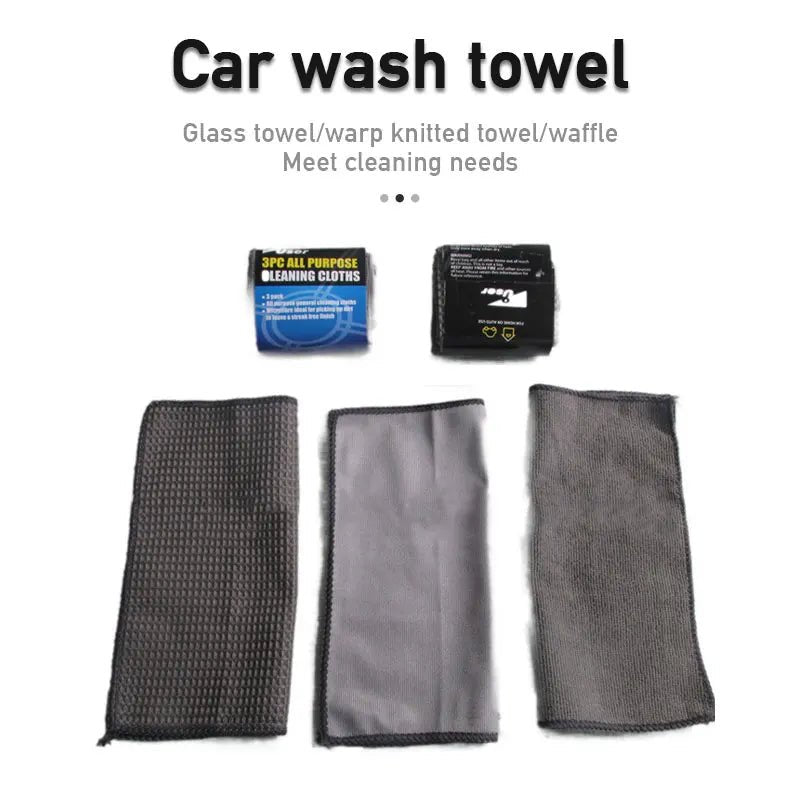 9pcs Car Wash Cleaning Kits Microfiber Towels Blush Sponge Wash Glove Polish Care Applicator Pads Auto Detailing Washing Tools - 888kiko