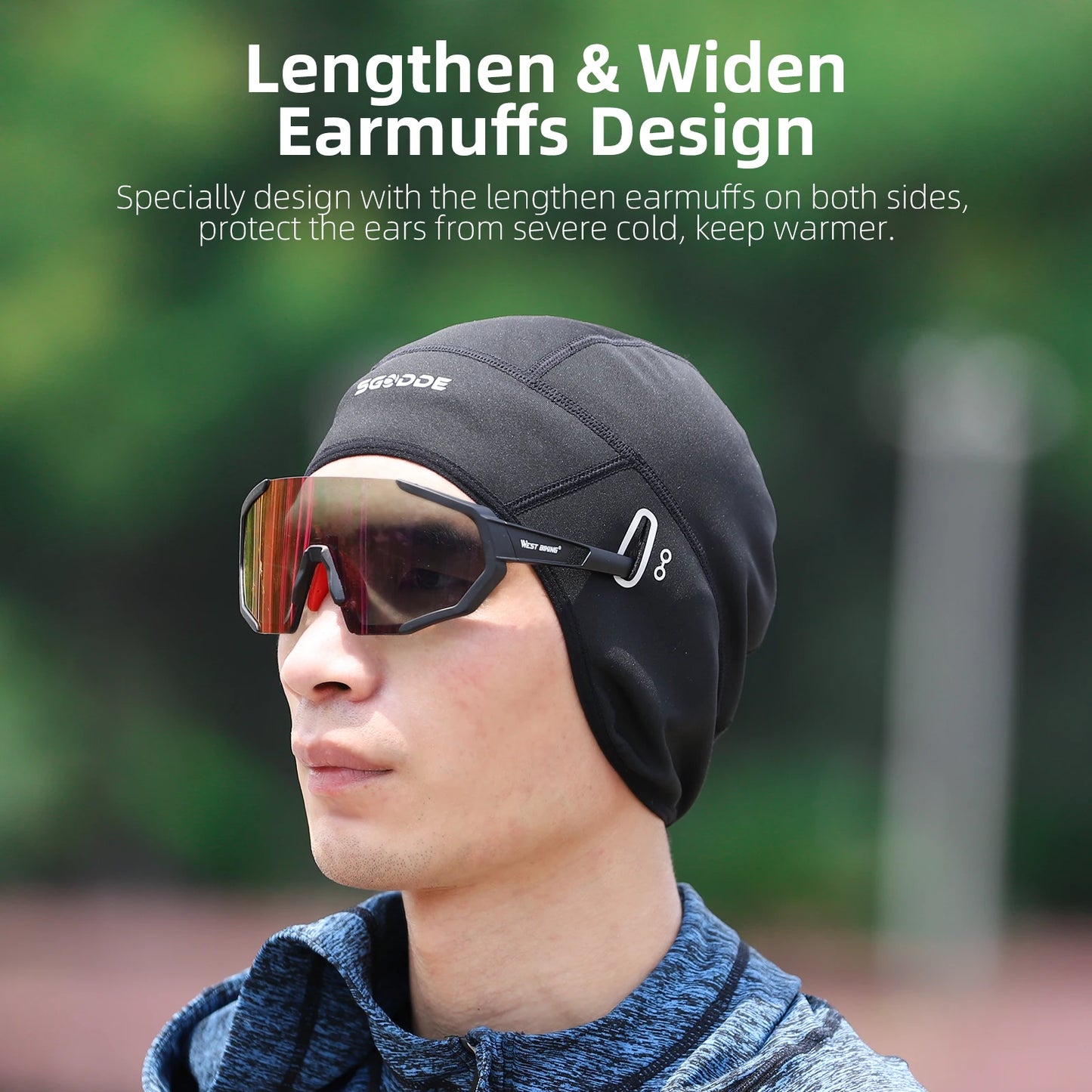 WEST BIKING Cycling Caps Winter Windproof Warm Bicycle Hat Men's MTB Road Bike Headwear Outdoor Running Skiing Riding Sports Cap