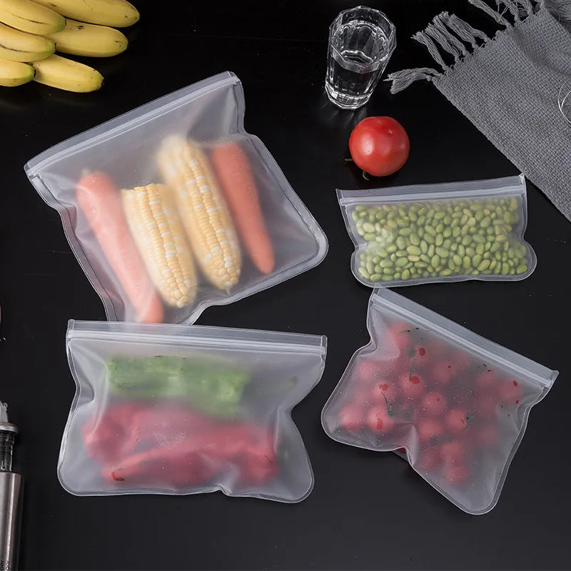 Si Food Storage Containers Reusable Food Storage Bags Lunch Bags Stand Up Zip Shut Bag Cup Fresh Food Leakproof Containers