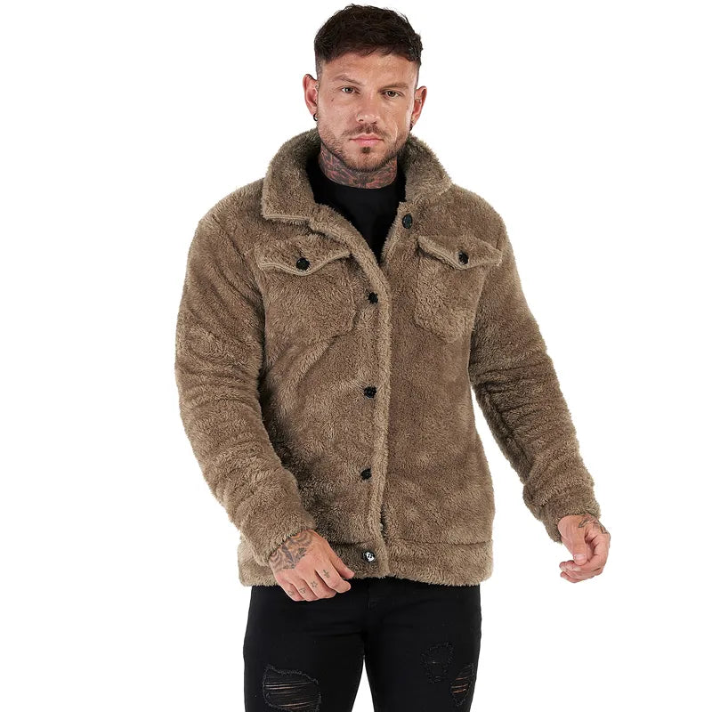 Jackets Men's Coat Cardigan Male Fuzzy Coats Warm Collection Cotton Fleece Autumn