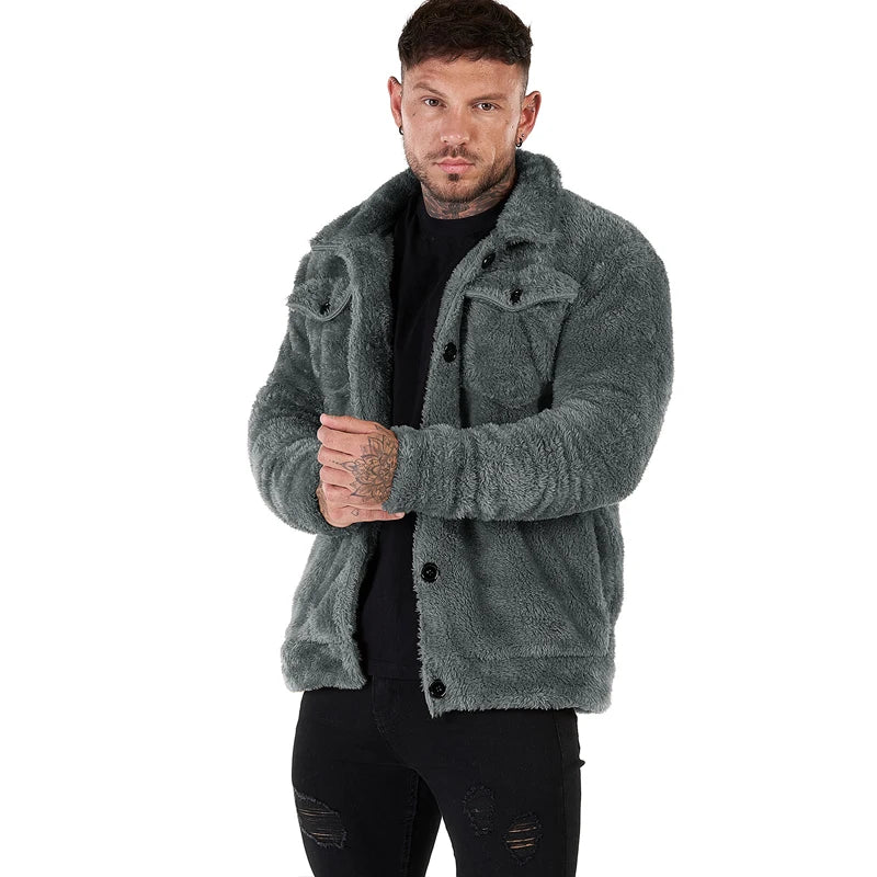 Jackets Men's Coat Cardigan Male Fuzzy Coats Warm Collection Cotton Fleece Autumn