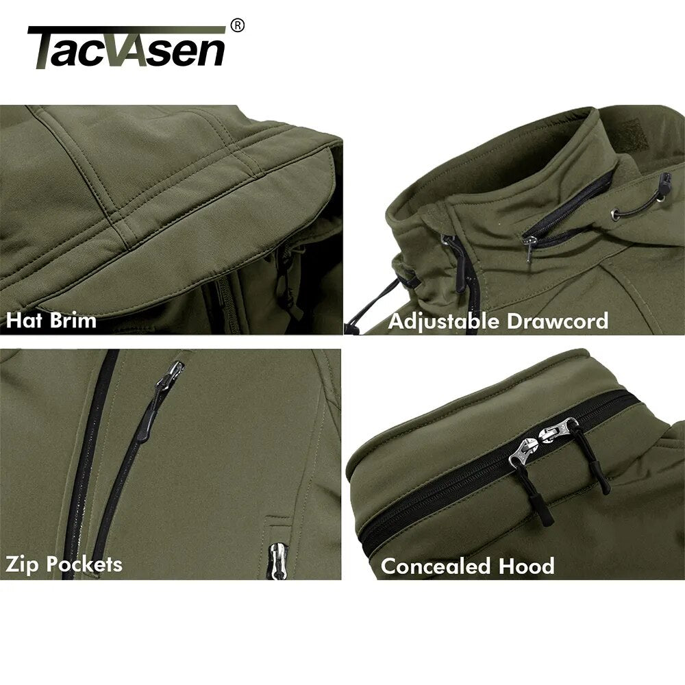 Tactical Fleece Lined Waterproof Jackets Mens Jacket Coats Safari Windbreaker Winter Warm Work Jacket Outwear Windproof