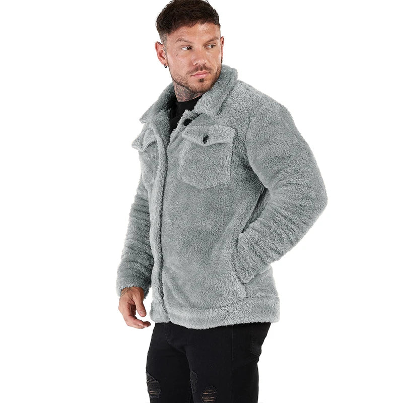 Jackets Men's Coat Cardigan Male Fuzzy Coats Warm Collection Cotton Fleece Autumn