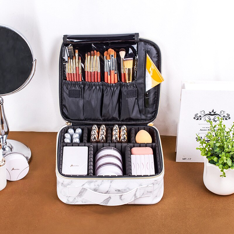 Marble Cosmetic Bag  Portable Travel Storage Makeup Case