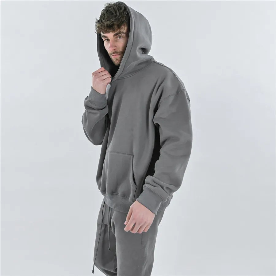 Men's Winter Gyms Cotton Hoodie Fitness Bodybuilding Sweatshirt Jacket High Kangaroo Pockets Quality brand Hoodie Clothing