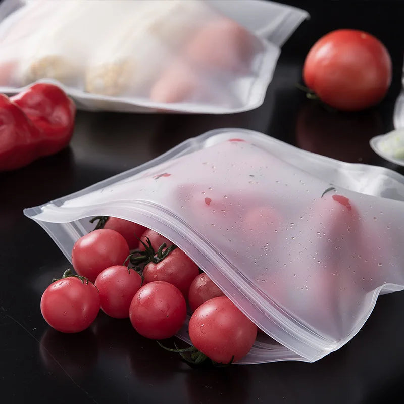 Si Food Storage Containers Reusable Food Storage Bags Lunch Bags Stand Up Zip Shut Bag Cup Fresh Food Leakproof Containers