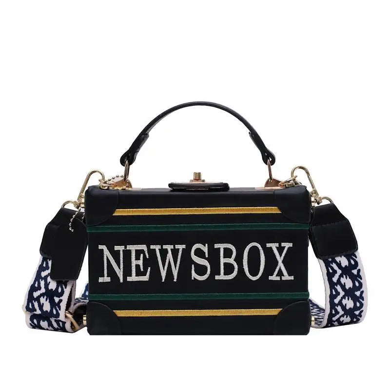 Retro Radio Box Style Pu Leather Ladies Handbag Shoulder Bag Chain Purse Women's Crossbody Messenger Bag Flap