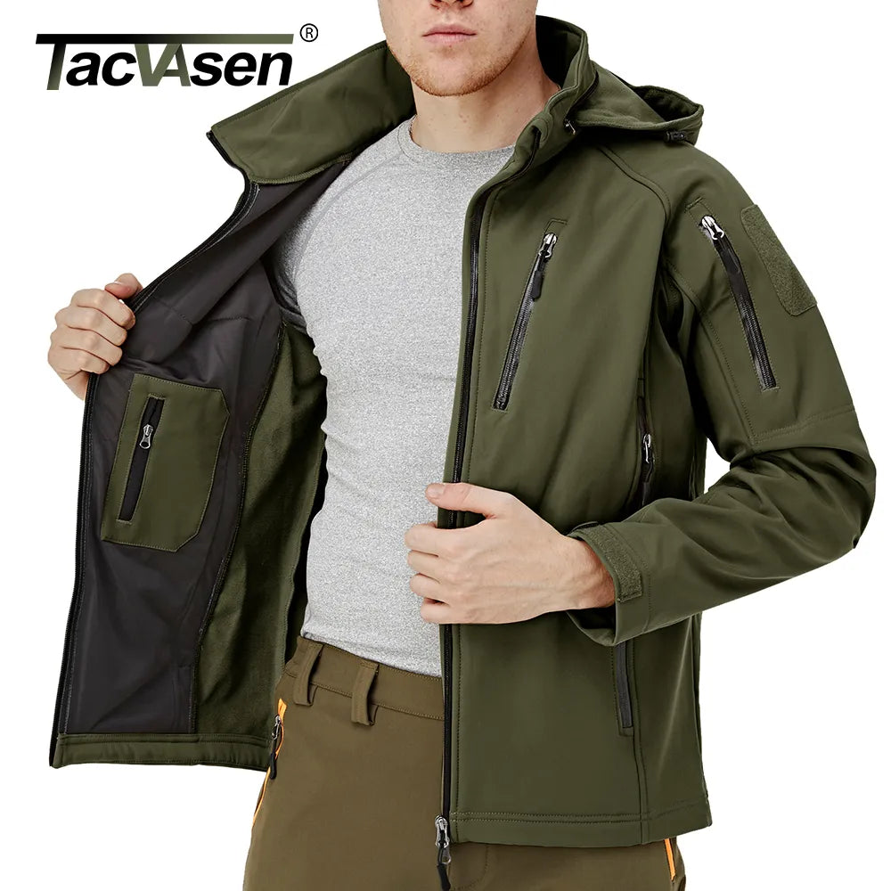 Tactical Fleece Lined Waterproof Jackets Mens Jacket Coats Safari Windbreaker Winter Warm Work Jacket Outwear Windproof