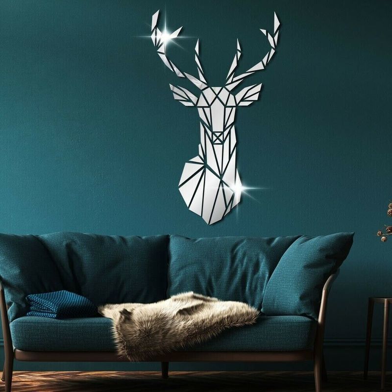 3D Mirror Wall Stickers Nordic Style Acrylic Deer Head Mirror Sticker Decal Removable Mural for DIY Home Living Room Wall Decors