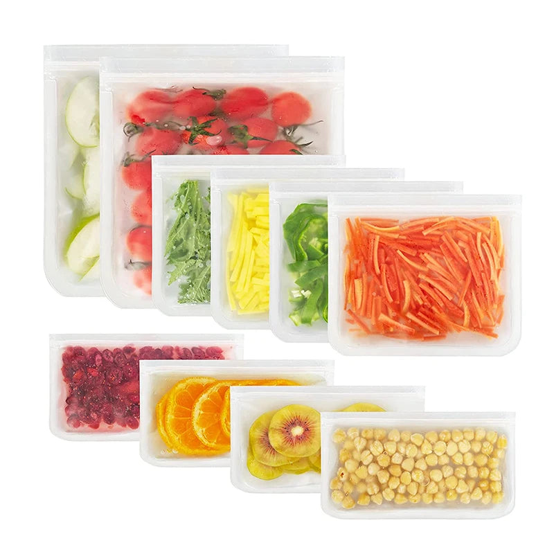 Si Food Storage Containers Reusable Food Storage Bags Lunch Bags Stand Up Zip Shut Bag Cup Fresh Food Leakproof Containers