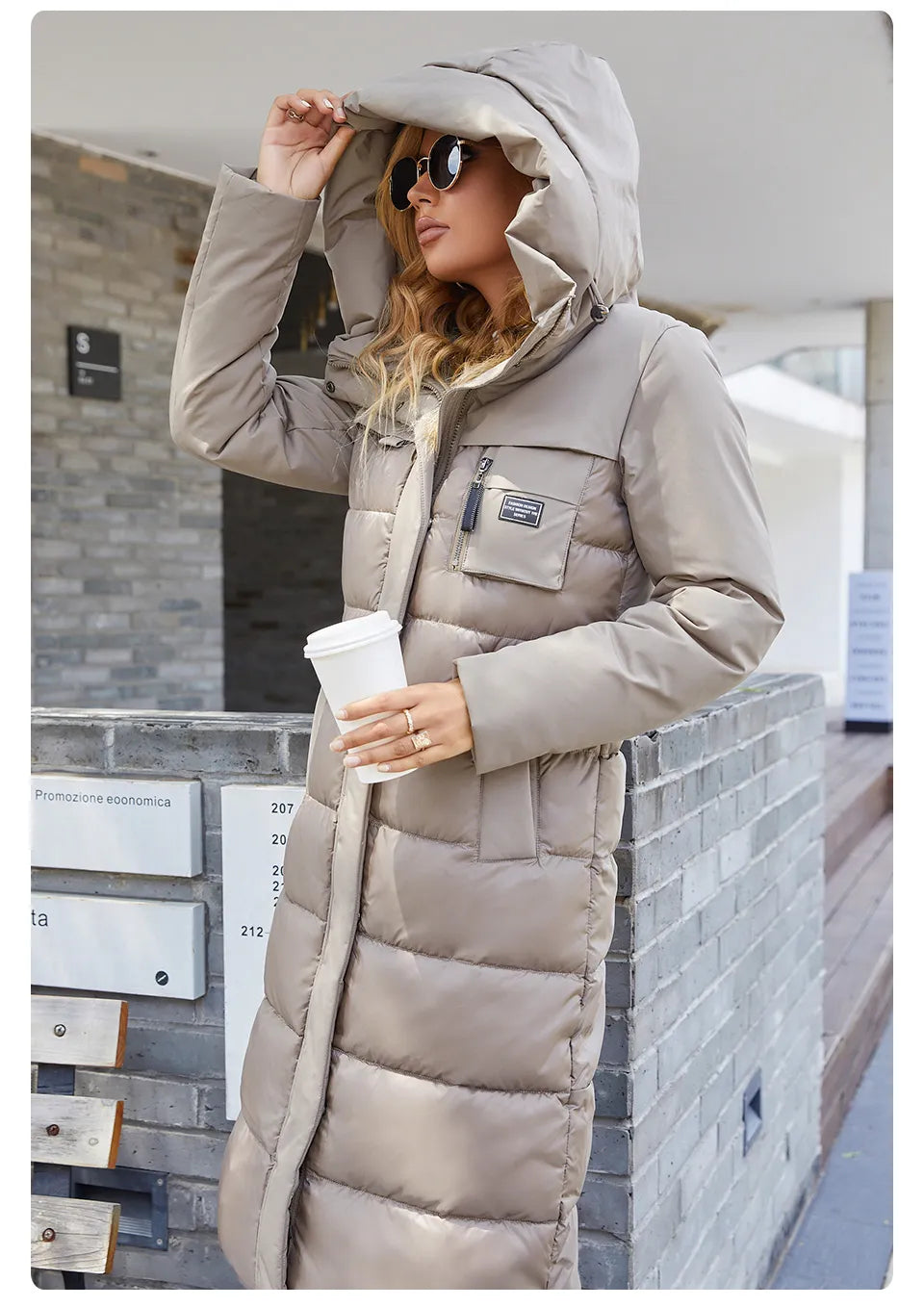 Women's jacket long Fashion Grace women winter down jackets Zipper pocket with belt parka high quality