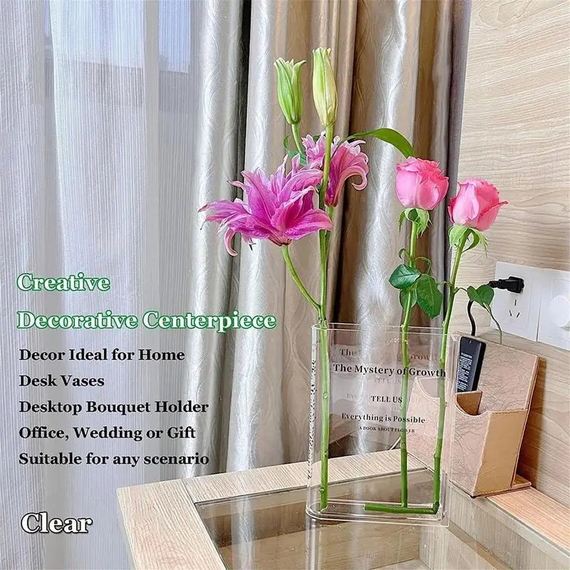 Creative Book Flower Vase  Acrylic Flower Vase Plant Vases Decorative Modern Decorative Bottles For Wedding Gift Home Decor