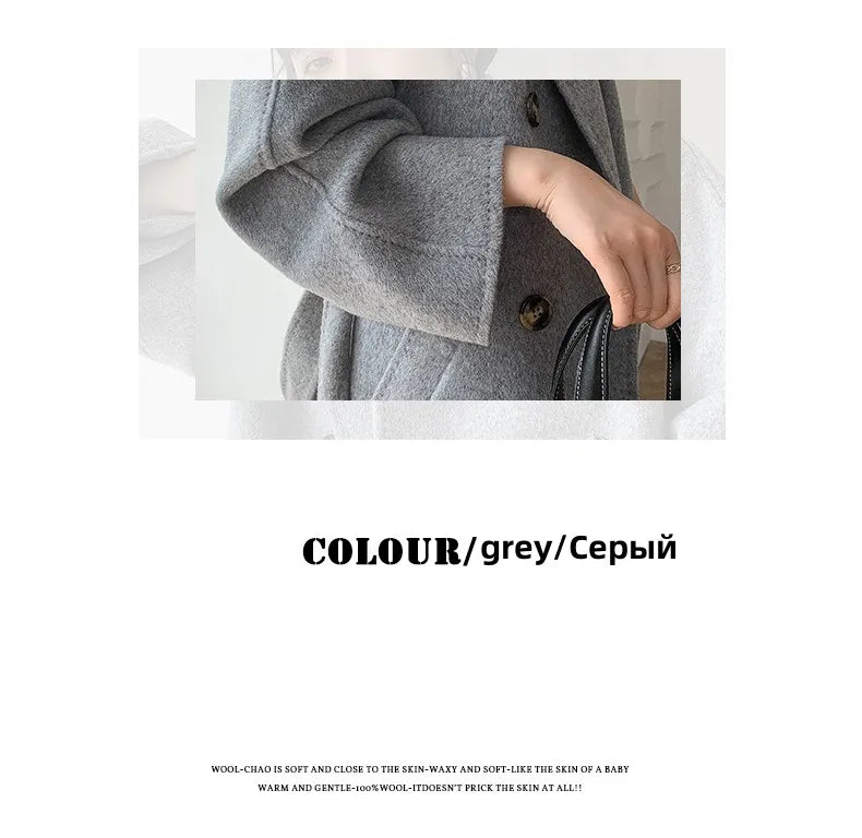 Winter New Cashmere Coat Women's Classic Double-breasted Women's Thickened Double-sided Wool Long Coat