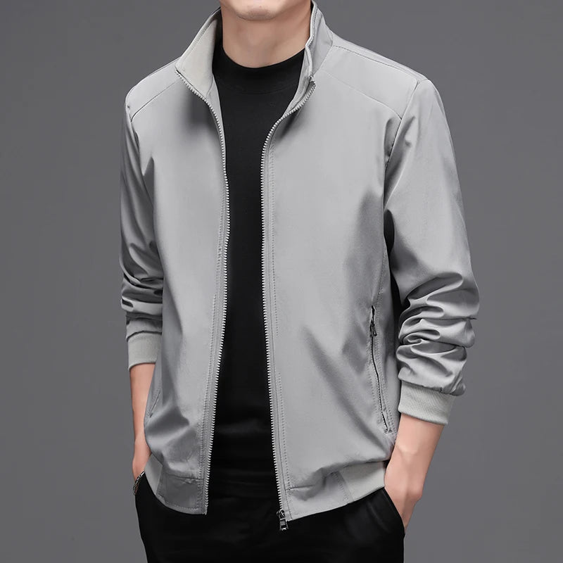 LUKER CMSS Spring Summer Men Business Jackets solid Mens Thin Jackets Coats Casual Men's Outerwear Male Coat Bomber Jacket