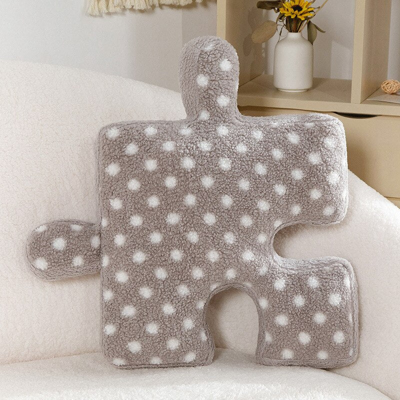 Blacket White Irregular Jigsaw Seat Cushion Back Cushion Home Dear Game Throw Pillows Soft Thicken Teddy Velvet Sofa Cushions