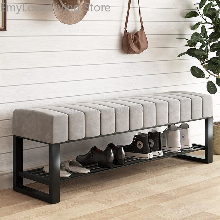 Shoe Changing Stools Modern Home Furniture Door Bench Living Room Sofa Ottomans Simple Bed End Stool Flannel Shoe Cabinet