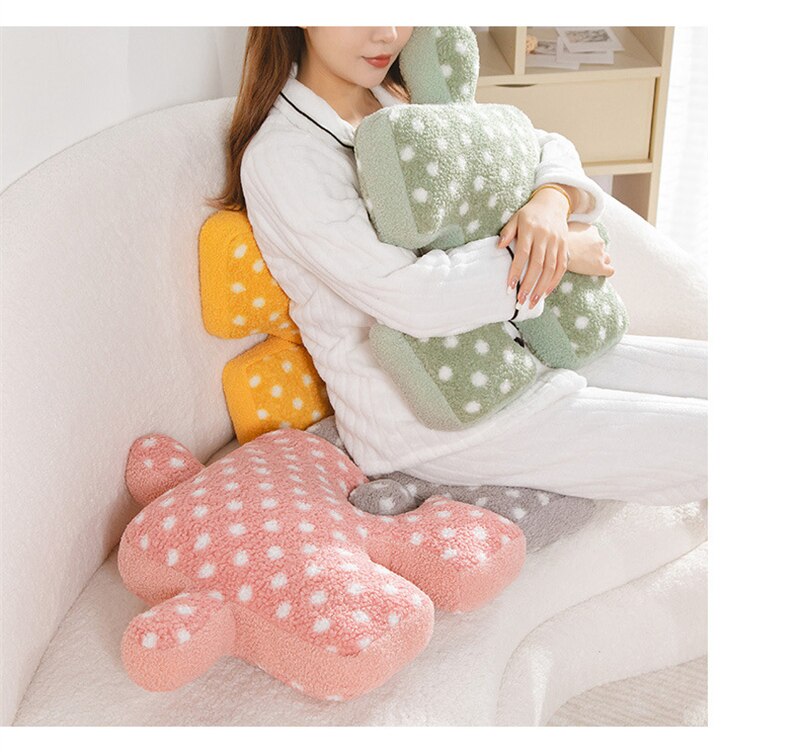 Blacket White Irregular Jigsaw Seat Cushion Back Cushion Home Dear Game Throw Pillows Soft Thicken Teddy Velvet Sofa Cushions