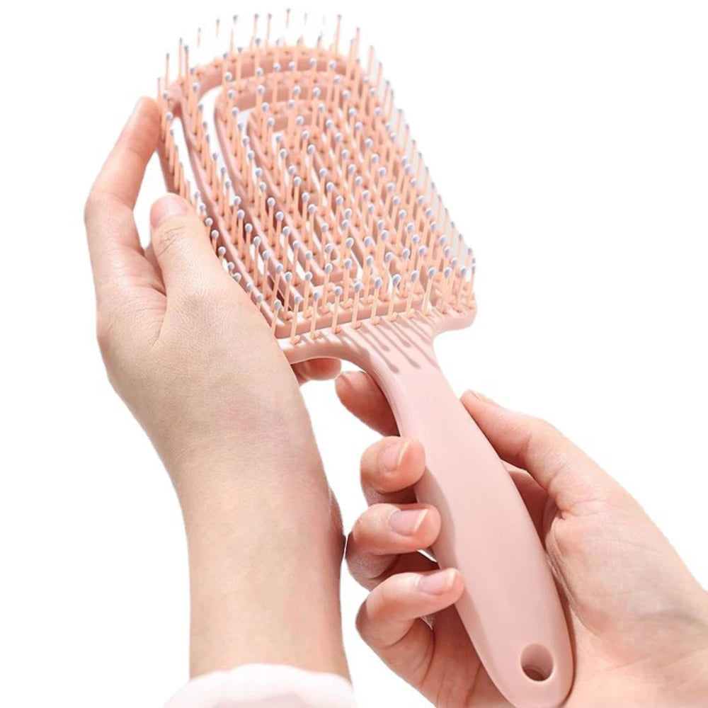 Detangler Elastic Massage Comb Hollow Out Hair Brush Scalp Massage Combs Hair Styling Detangler Fast Blow Drying Detangling Tool