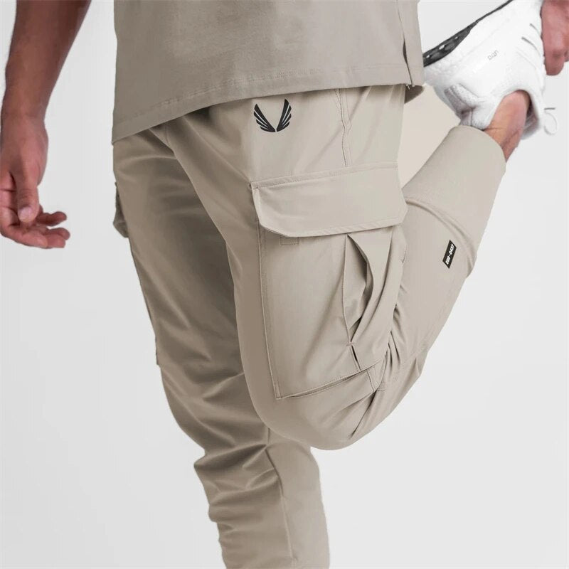 Pocket New Men's Cargo Pants Summer Thin Slim Quick-drying Elastic Leggings Running Training Sweatpants Casual Trend Trousers