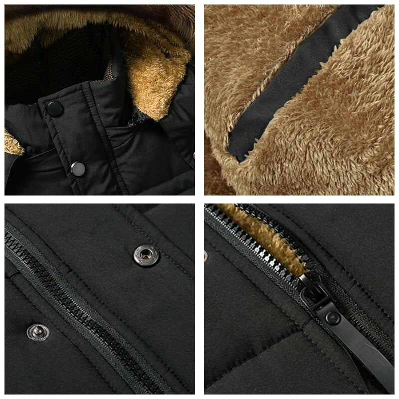 Winter New Warm Cotton Thick Fleece Parkas Men Waterproof Hooded Fur Collar Parka Jacket Coat  Autumn Fashion Casual Male Parkas