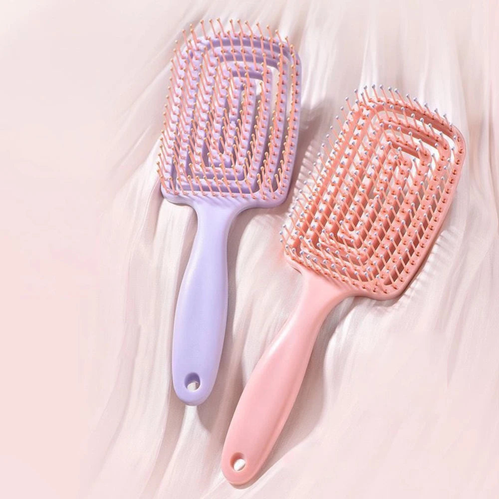 Detangler Elastic Massage Comb Hollow Out Hair Brush Scalp Massage Combs Hair Styling Detangler Fast Blow Drying Detangling Tool