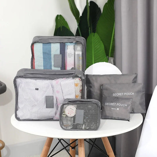 6 Pcs Travel Clothes Storage Waterproof Bags Portable Luggage Organizer Pouch Packing Cube 6 Colors Local Stock Hot Selling