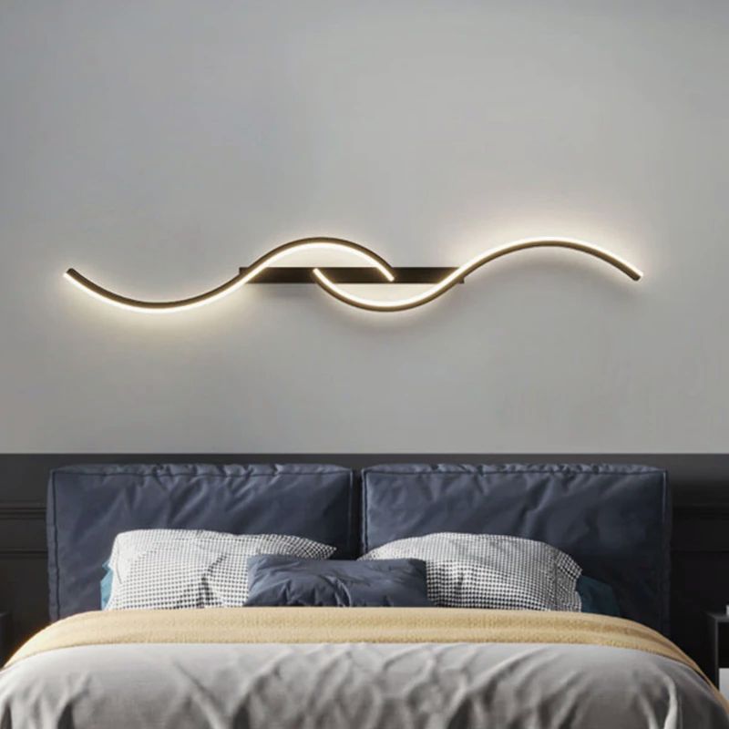 Moderne LED Muurlamp Minimalistiese Slaapkamer Bedkant Led Skons Langstrook Glans Woonkamer Bank Huis Binne Beligtingstoebehore