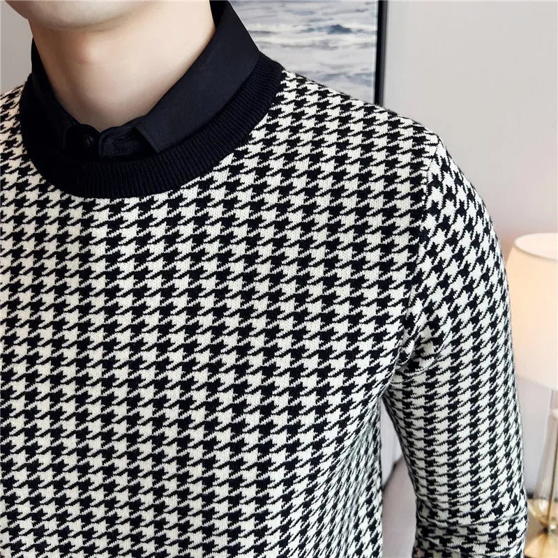 Men Winter Thermal Knitting Sweater/Male Slim Fit High Quality Shirt Collar