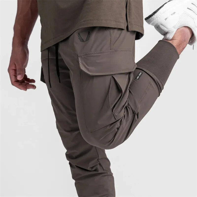 Pocket New Men's Cargo Pants Summer Thin Slim Quick-drying Elastic Leggings Running Training Sweatpants Casual Trend Trousers