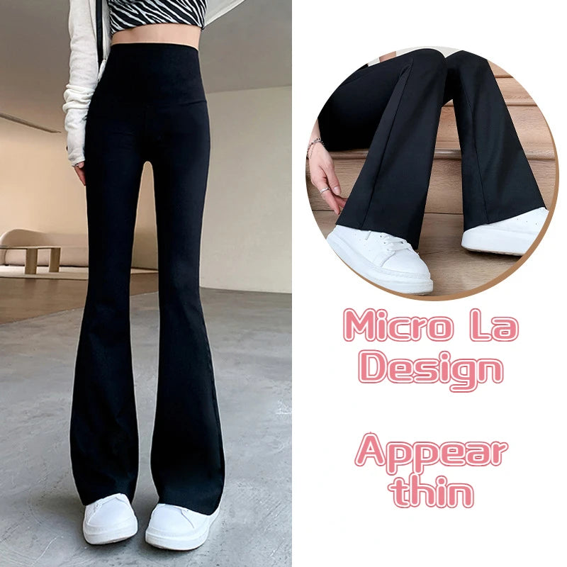 Women Flare Pants Slim High Waist Solid Shark Flare Pants Fashion Casual Streetwear Elastic Butt Lift Skinny Leggings