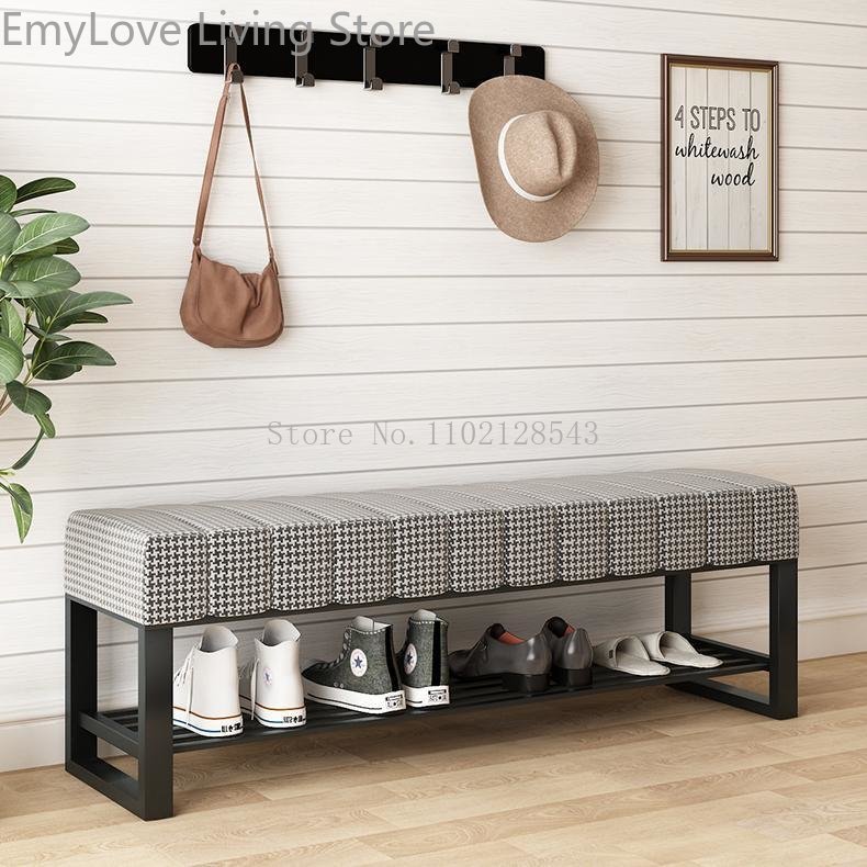 Shoe Changing Stools Modern Home Furniture Door Bench Living Room Sofa Ottomans Simple Bed End Stool Flannel Shoe Cabinet