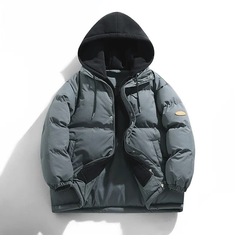 New winter cotton clothing men's holiday two hooded fashion brand thickened warm cotton clothes couple coat