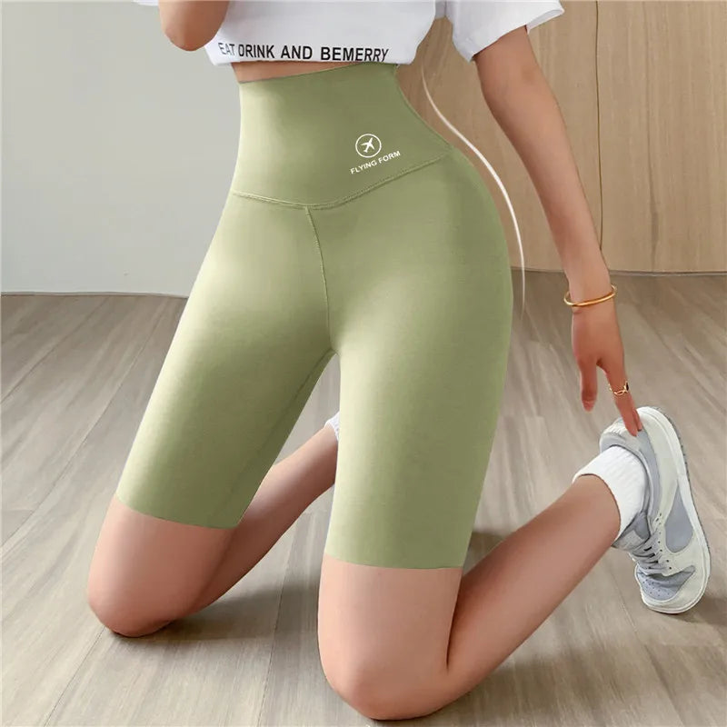 Thin Shark Skin Leggings for Women 5 Points High Waist Belly Holding Tight Stretch Shorts Cycling Pants Weight Loss