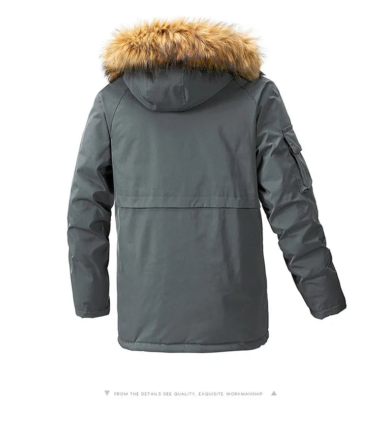 warm mens Outdoor Casual Parka Men Hooded And Fleece Slim Long Coat High Quality Design Hot Street Wear